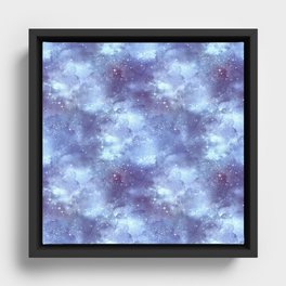 Navy Blue Galaxy Painting Framed Canvas