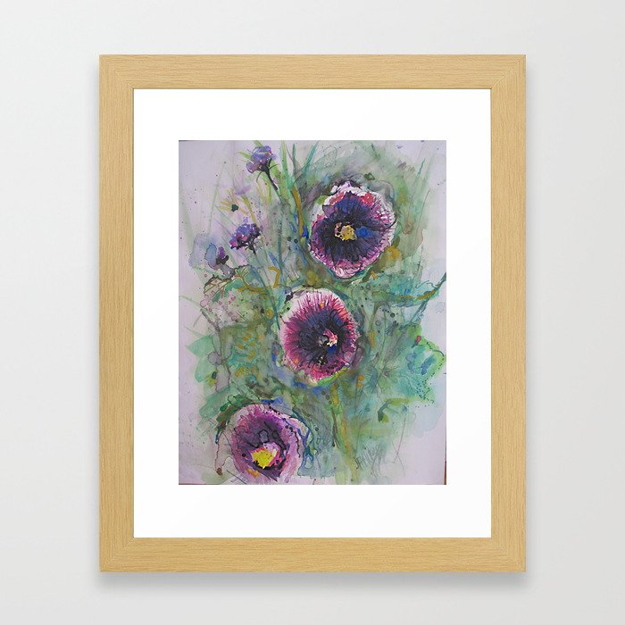 "Hollyhock Blossoms" Framed Art Print