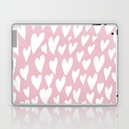 Valentines day hearts explosion - white on pink Laptop Skin