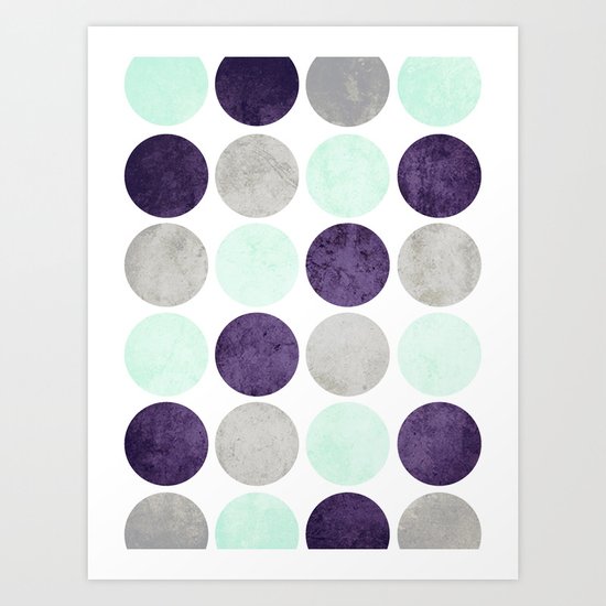 Circles (Mint, Purple, Gray) Art Print