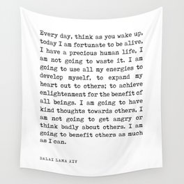 Think as you wake up - Dalai Lama Quote - Literature - Typewriter Print Wall Tapestry