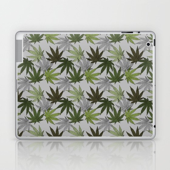 cannabis weed marihuana leaves botanical plants beige Laptop & iPad Skin