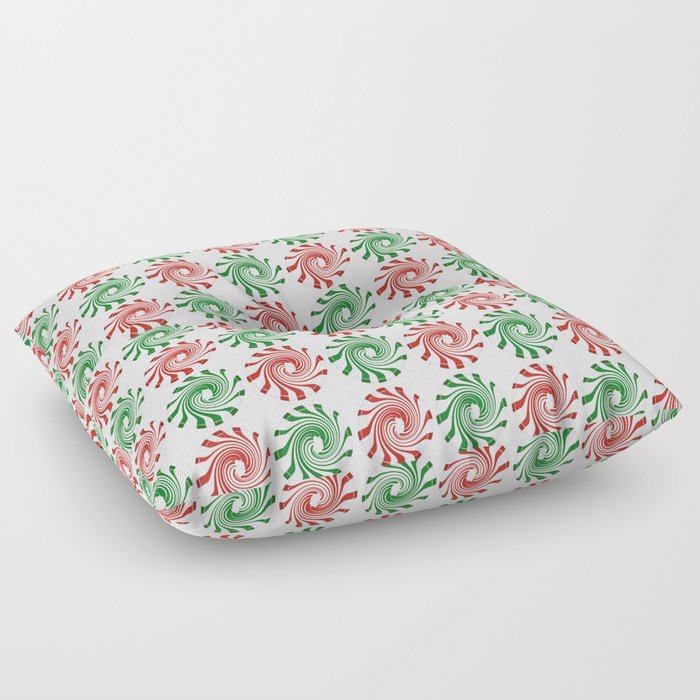 Peppermint swirl candies on white Floor Pillow