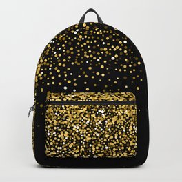  Glamorous Black and Golden Glitter, Sequin Abstract Backpack