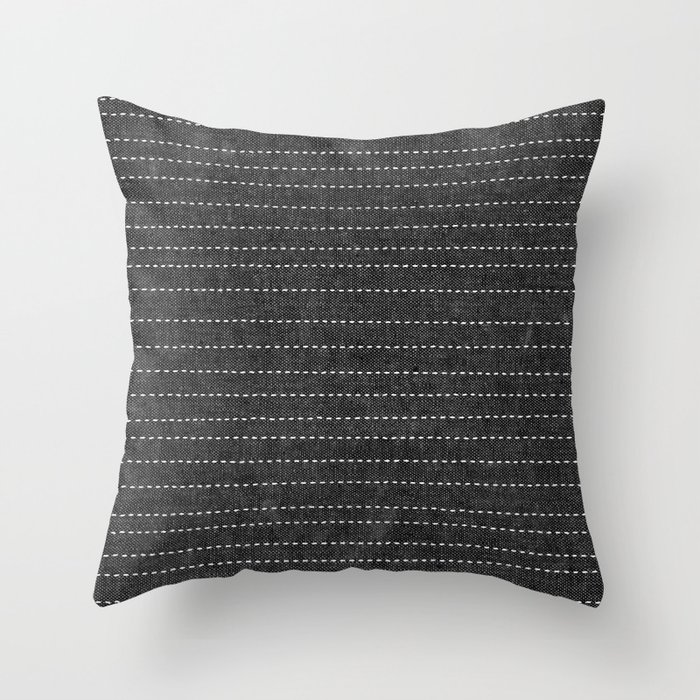 stitched stripes - charcoal Throw Pillow