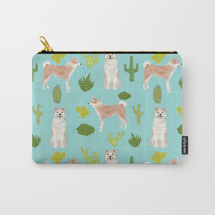 Akita cactus southwest dog pattern dog breed pet portraits by pet friendly Carry-All Pouch