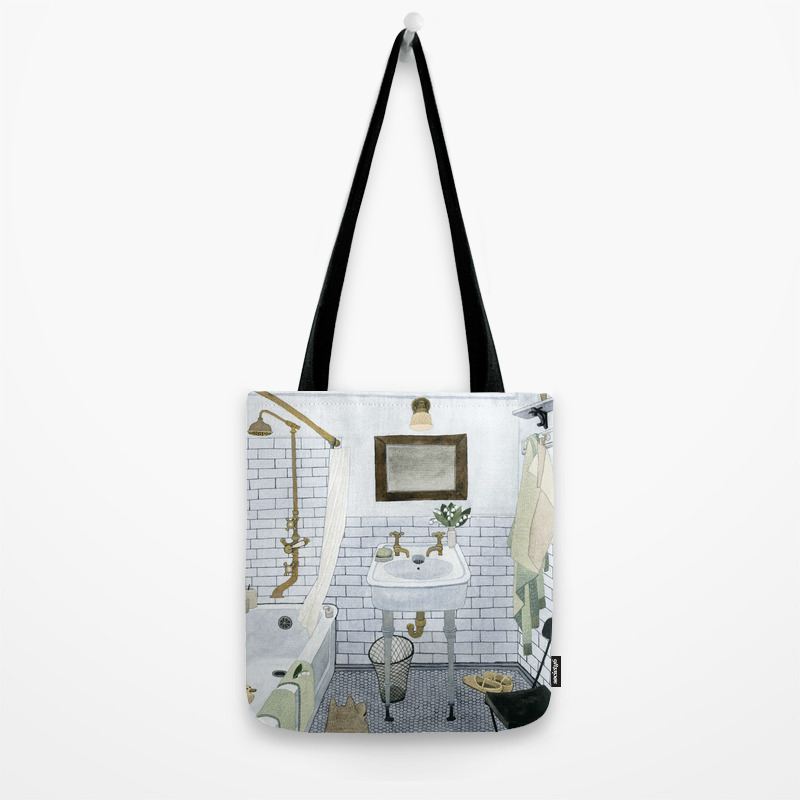 In The Bathroom Tote Bag By Yuliyart Society6 In The Bathroom Tote Bag By Yuliyart