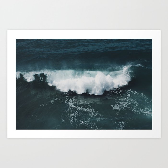 Crashing Waves two - aerial ocean - sea travel photography Art Print