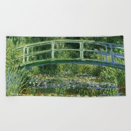 Water Lilies and Japanese Footbridge, Claude Monet Beach Towel