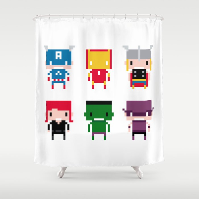 Pixel Avengers Shower Curtain By Pixelpower Society6
