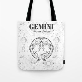 Gemini Star Sign (Black and White) Tote Bag