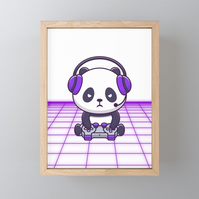 Gaming Panda Framed Mini Art Print