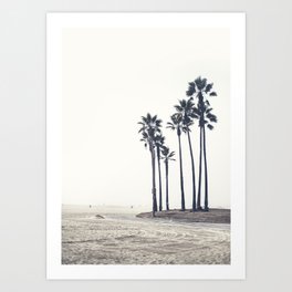 Palms near the ocean waves Art Print