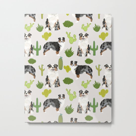 Australian Shepherd owners dog breed cute herding dogs aussie dogs animal pet portrait cactus Metal Print