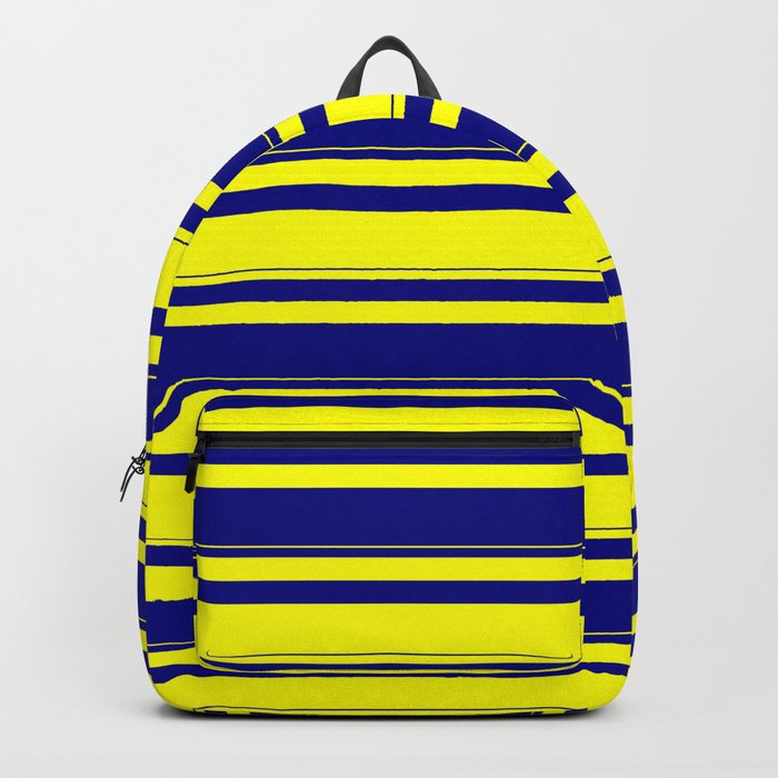 Yellow & Blue Colored Lined/Striped Pattern Backpack