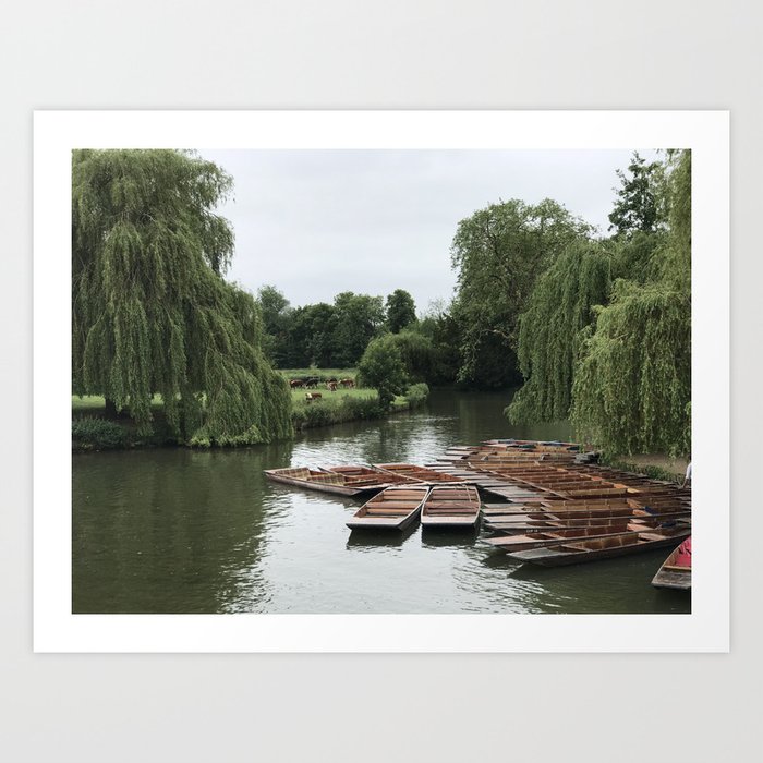 Punting Down the River Art Print