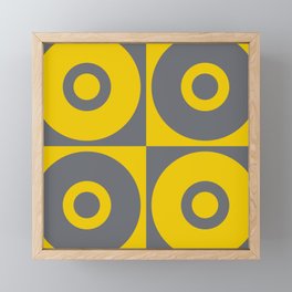 Grey Yellow Geometric Circle Repeat Pattern Framed Mini Art Print