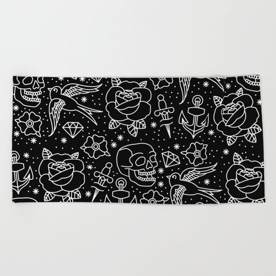 Black flash Beach Towel