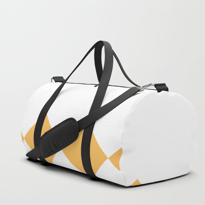 Orange Diamond Checkered and Solid White Horizontal Split   Duffle Bag