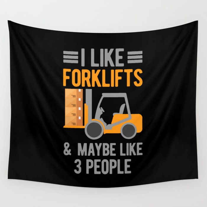Funny Forklift Wall Tapestry