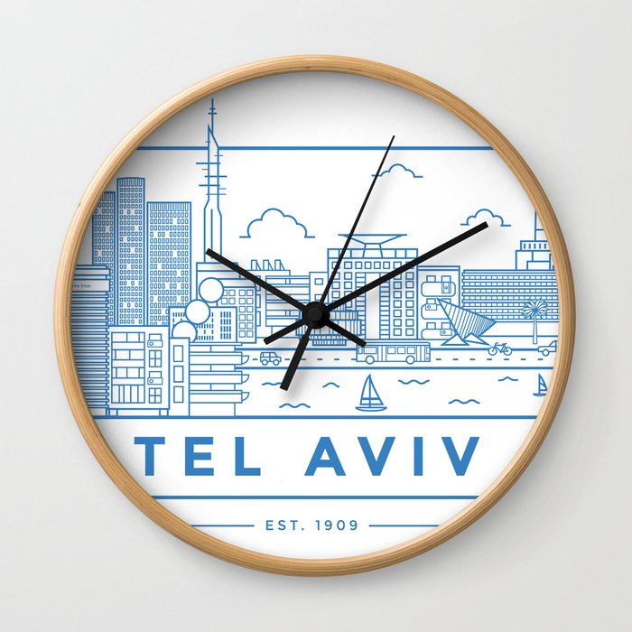Tel Aviv line art Wall Clock