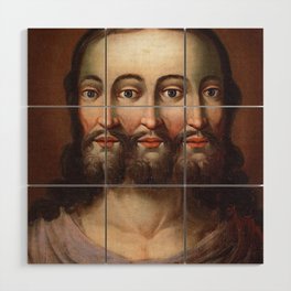 Three Faced Jesus The Holy Trinity Wood Wall Art