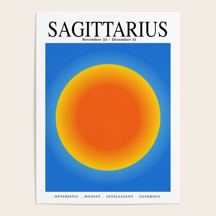 Sagittarius - Astrology Zodiac Aura Gradient Poster