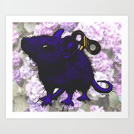 Wind-up mouse with background Art Print