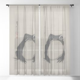 Matsumoto Hoji Frog Japanese Woodblock Art Sheer Curtain