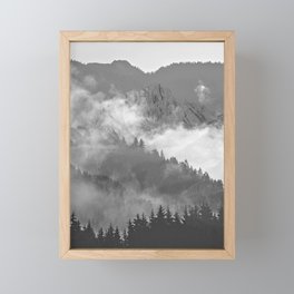 Smokey Mountains Vintage Abstract Black and White Framed Mini Art Print