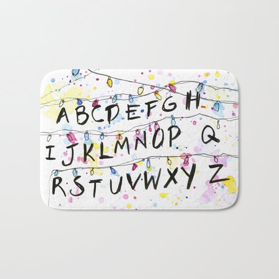 Stranger Things Alphabet Wall Christmas Lights Typography Bath Mat