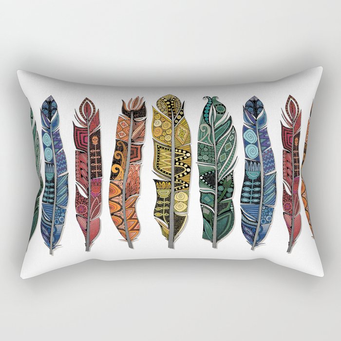 boho rainbow feathers Rectangular Pillow