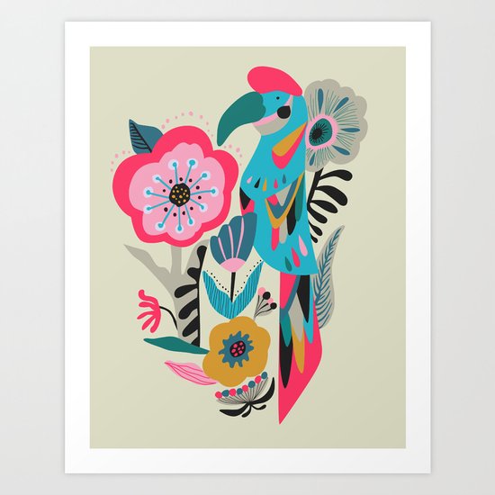 PARROT AT THE GARDEN Art Print