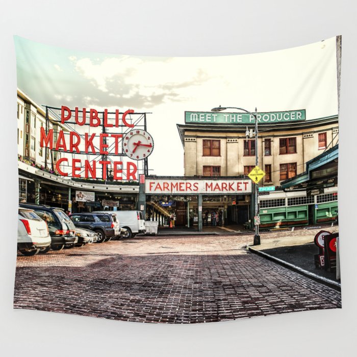 Seattle Pike Place Market Wall Tapestry