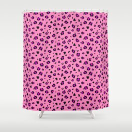 Pink abstract leopard print with heart shapes. Digital pattern. Vector illustration background Shower Curtain