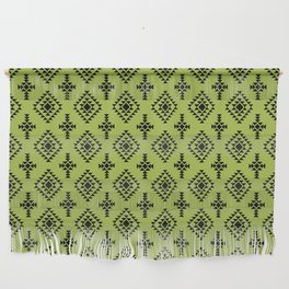Light Green and Black Native American Tribal Pattern Wall Hanging