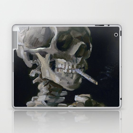 Skull Bones Skeleton Smoking Flower & Stardust Van Gogh Laptop & iPad Skin