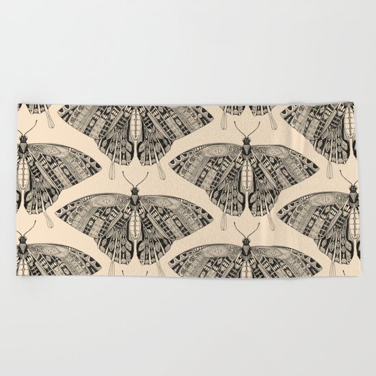 swallowtail butterfly pale peach black Beach Towel