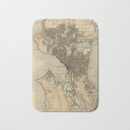 Vintage Map of Seattle Washington (1908) 2 Bath Mat | Oldmapofseattle, Antique, Cartography, Drawing, Cartograph, Oldseattlemap, Vintageseattlemap, Seattlewashington, Seattle, Old 