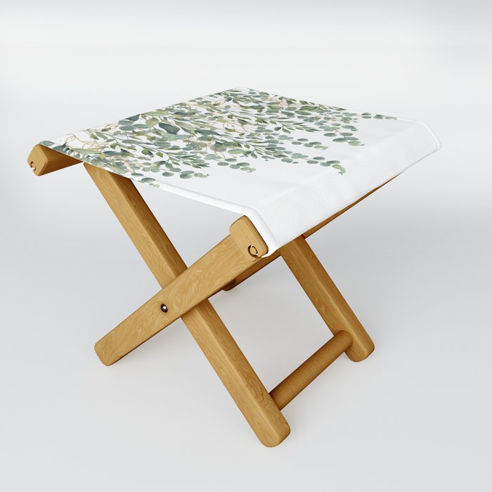 Gold And Green Eucalyptus Leaves Folding Stool
