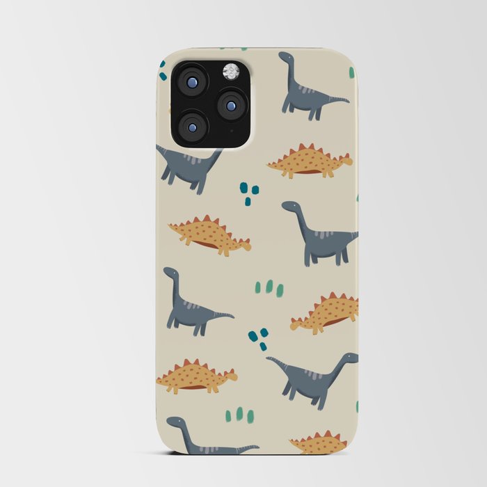 Cute Dinosaurs Print On Pastel Background Pattern iPhone Card Case