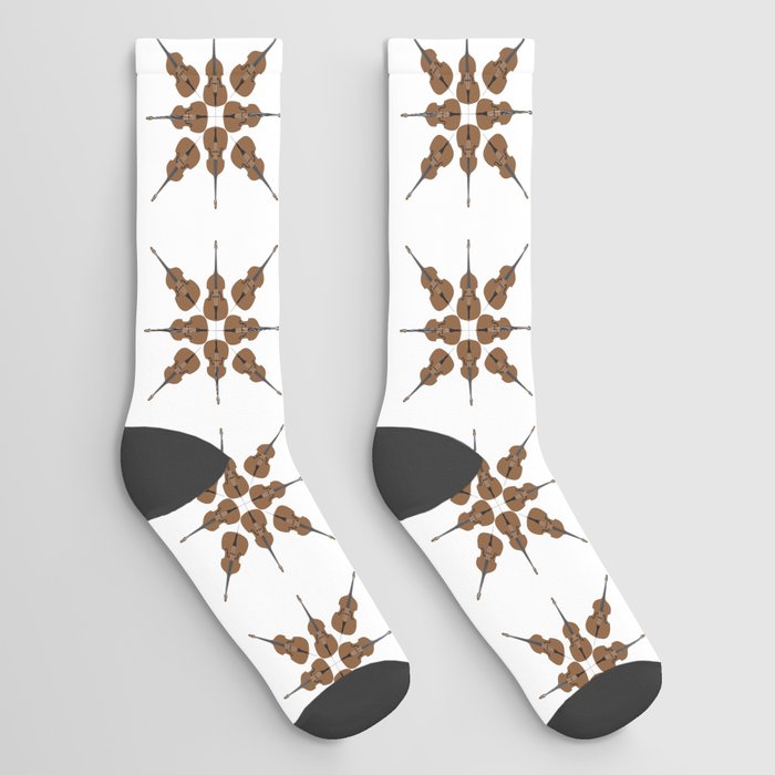 Cartoon Style Double Bass Background Socks