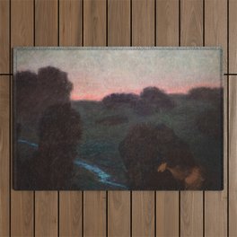 The Romantic Lovers Kissing under the Evening Star by Franz von Stuck Outdoor Rug