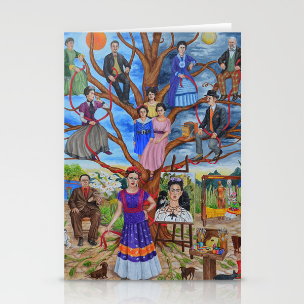 Frida Kahlo Custom Family Tree Painting Stationery Cards By