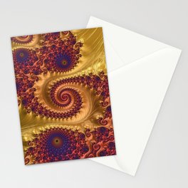 Feathery Flow Mandarin Orange - Fractal Art  Stationery Card