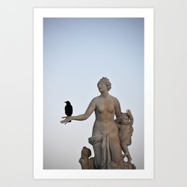 new friend Art Print | Raven, Sculpture, Roman, France, Digital, Crow, Pastel, Sky, Color, Europe 