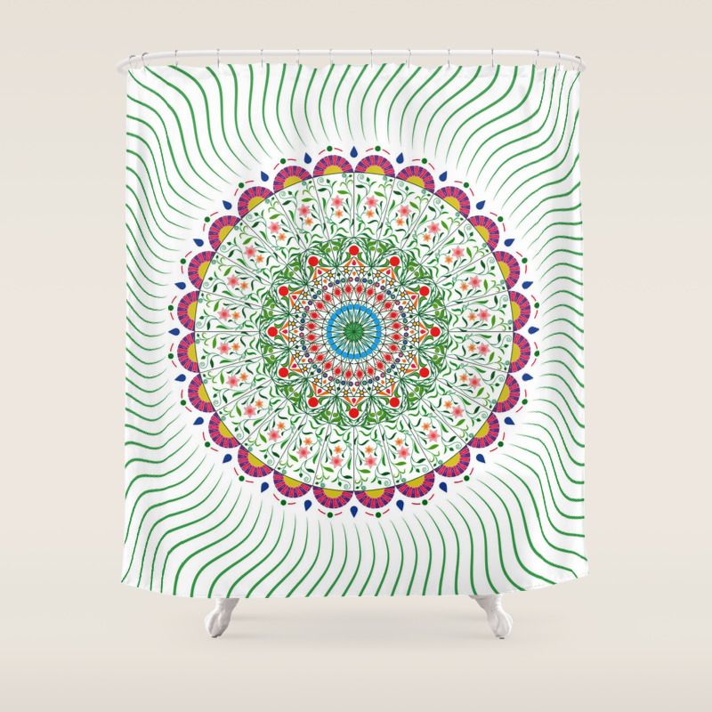 Bohemian Mandala Circle Design Shower Curtain By Digitaleffects