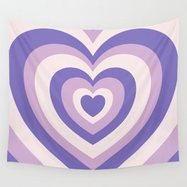 Retro Hearts - Pastel Purple Wall Tapestry