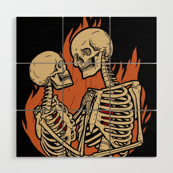 Skeleton Love Wood Wall Art