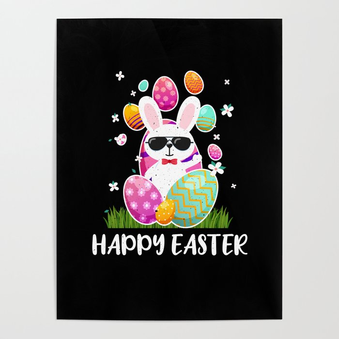 Egg Happy You Kawaii Cute Bunny Egg Easter Sunday Poster